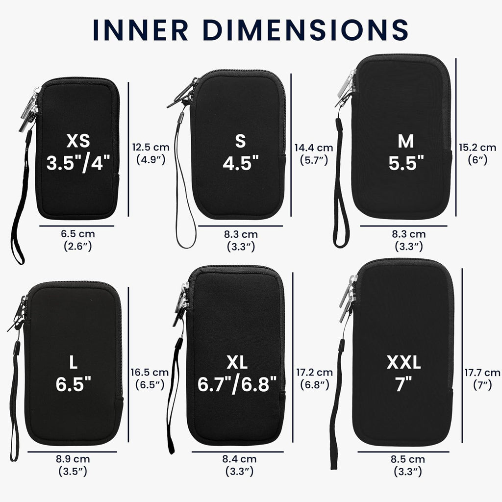 Universal Phone Pouch Size XXL - 7" - Neoprene Smartphone Pouch with Zip - Water-Repellent Mobile Phone Case - Sleeve