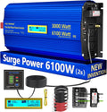 3000 Watt Pure Sine Wave Power Inverter 3000W 12V to 110V 120V AC, 6100W Surge Peak Power for 2 Seconds, UL Fuses