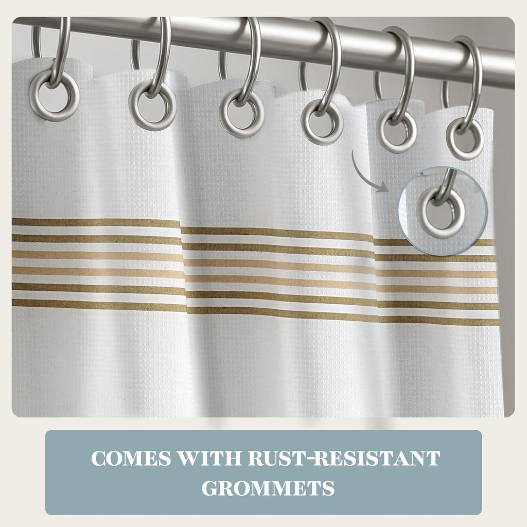 Waterproof Shower Curtain - 72W x 72H - 2 in 1 Fabric Design with Built in Laminated Inner Layer - No Liner Needed