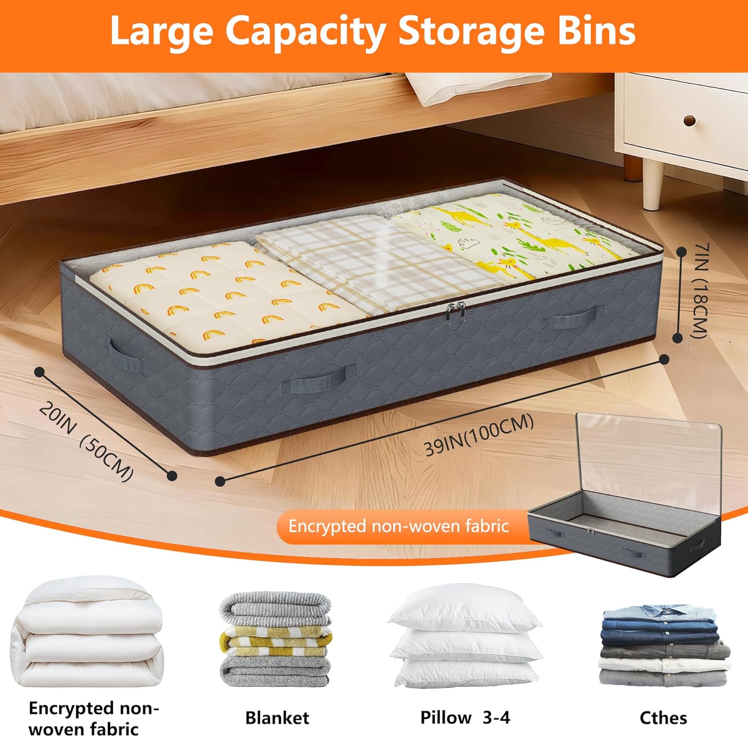 90L Under Bed Storage Containers,4-Pack Closet Organizers and Storage Bins