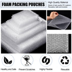 100 Pcs 5 Sizes Clear Bubble Bags Self Adhesive Bubble Cushioned Pouches Double Walled Shockproof Clear Cushioning