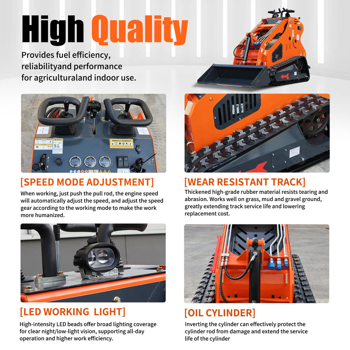 DS360,Mini Skid Steer Loader 23HP Gas Powered Stand On Compact Track Loader
