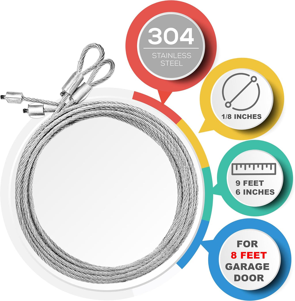 3-Pieces Bundle - Standard Lift Drums / 9.5ft Long Cables/Non-Slip Torsion Spring Winding Bar