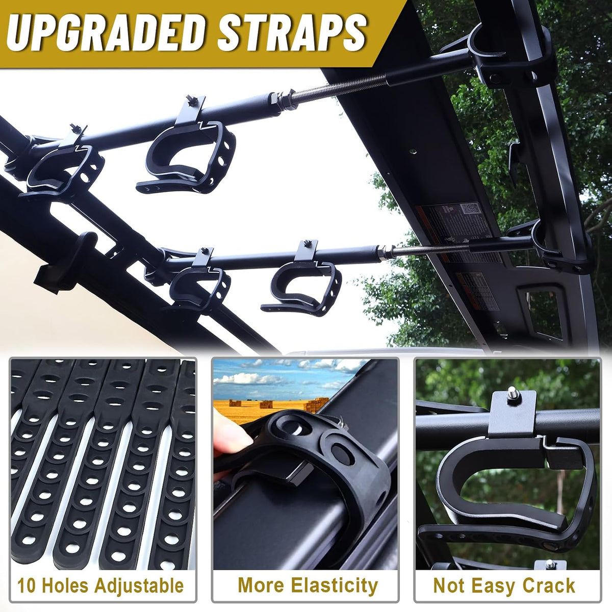 StarknightMT UTV Gun Rack Overhead Holder Adjustable Fits 21"-27" Spacing