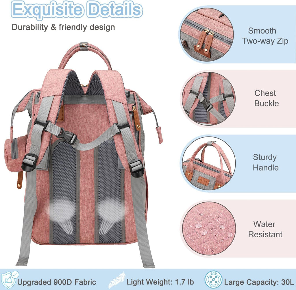 Diaper Bag Backpack Baby Bag for Mom Dad with Changing Pad, 19 Pockets, Large Waterproof Travel Baby Girl Boy Toddle