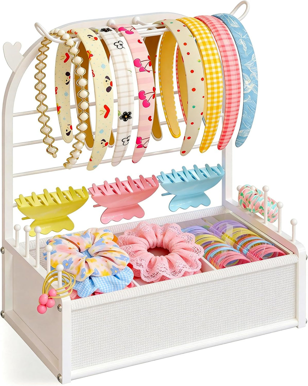 Headband Holder Stand Hair Accessories Organizer for Girls with Storage Base, Deer Antler Display for Headbands