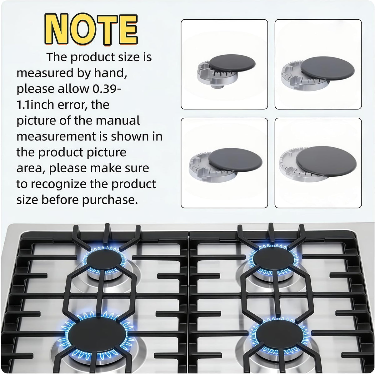 8PCS Upgrade Cooker Hat Set, Hob Burner Crown Flame Cap，Compatible with SABAF