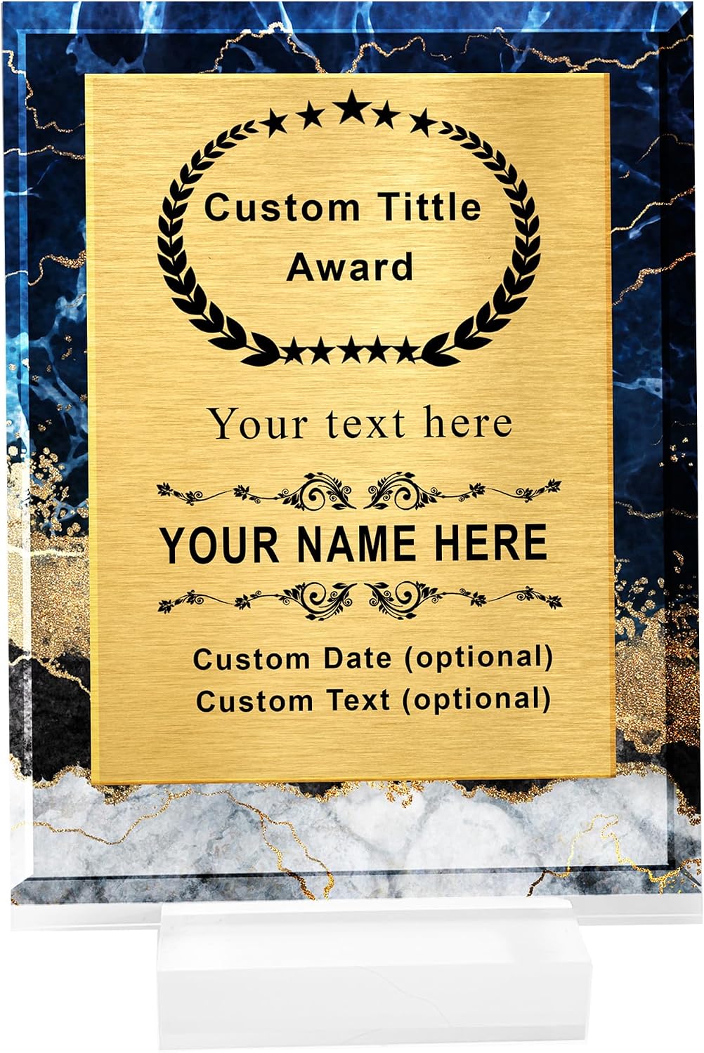 Personalized Trophy Award，Customizable Award Plaque，Custom Award Plaque ，6 types of marble backgrounds, 5 shapes