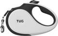 360° Tangle-Free Retractable Dog Leash | 16 ft Strong Nylon Tape | One-Handed Brake, Pause, Lock (Medium, White)