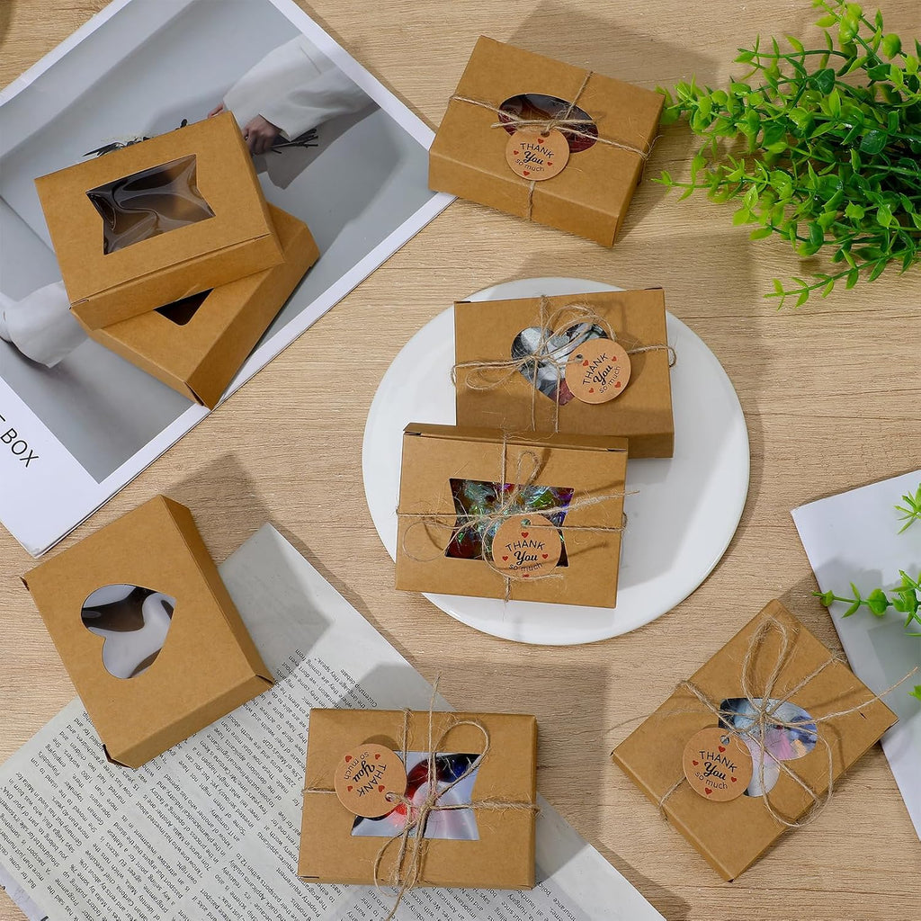 100 Pcs Soap Boxes for Homemade Soap, Hand Made Soaps Boxes 3.5 x 2.5 Inch Gift Box with Clear Window, Empty