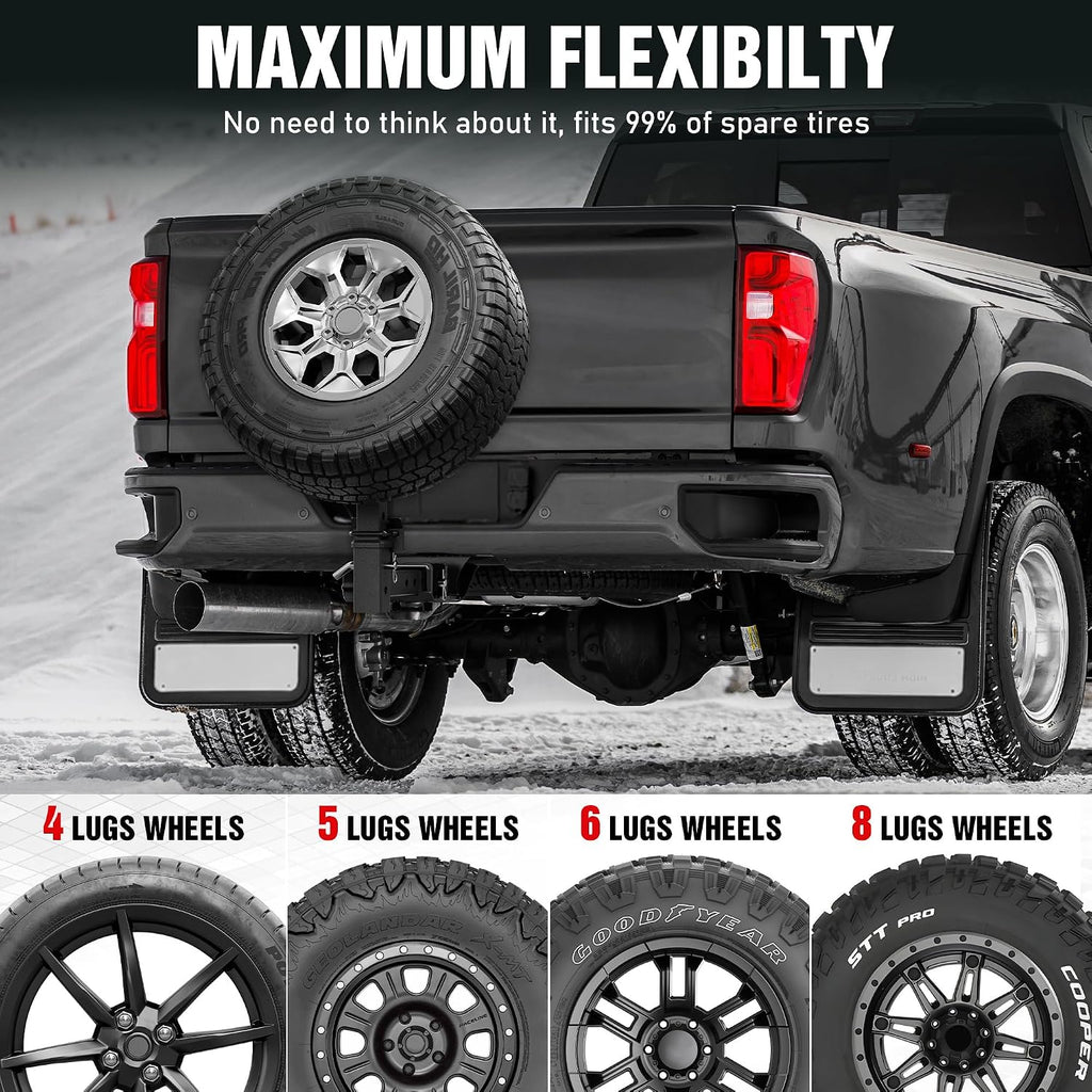 EYOHZ Hitch Mounted Spare Tire Carrier, Universal Adjustable Spare Tire Mount for 2 Inch Receiver, Fits 4/5/6/8 Lug