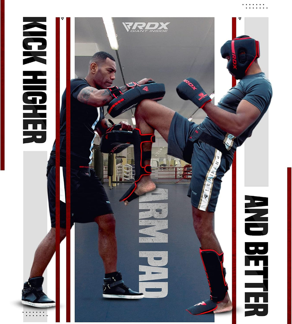 Thai Pads Curved Kickboxing Muay Thai with Solid Handle Grip, Maya Hide Leather KARA Strike Shield for Knees Elbows
