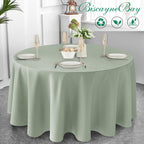 Textured Round Tablecloth-Fabric Water Resistant Table Cloth-Sage Green 90"