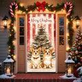 Christmas Front Door Decoration Set, Indoor Outdoor Holiday Porch Display with LED Garland, Wreath, Santa Figure