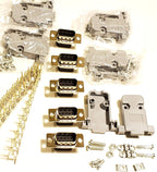 5 Sets Crimp Type DB9 Male + Plastic Hoods + Pins D-Sub 9P Male Crimp Connector, Pin Hood Kit 5 DB9 Males + 5 Hoods + 50 Pins