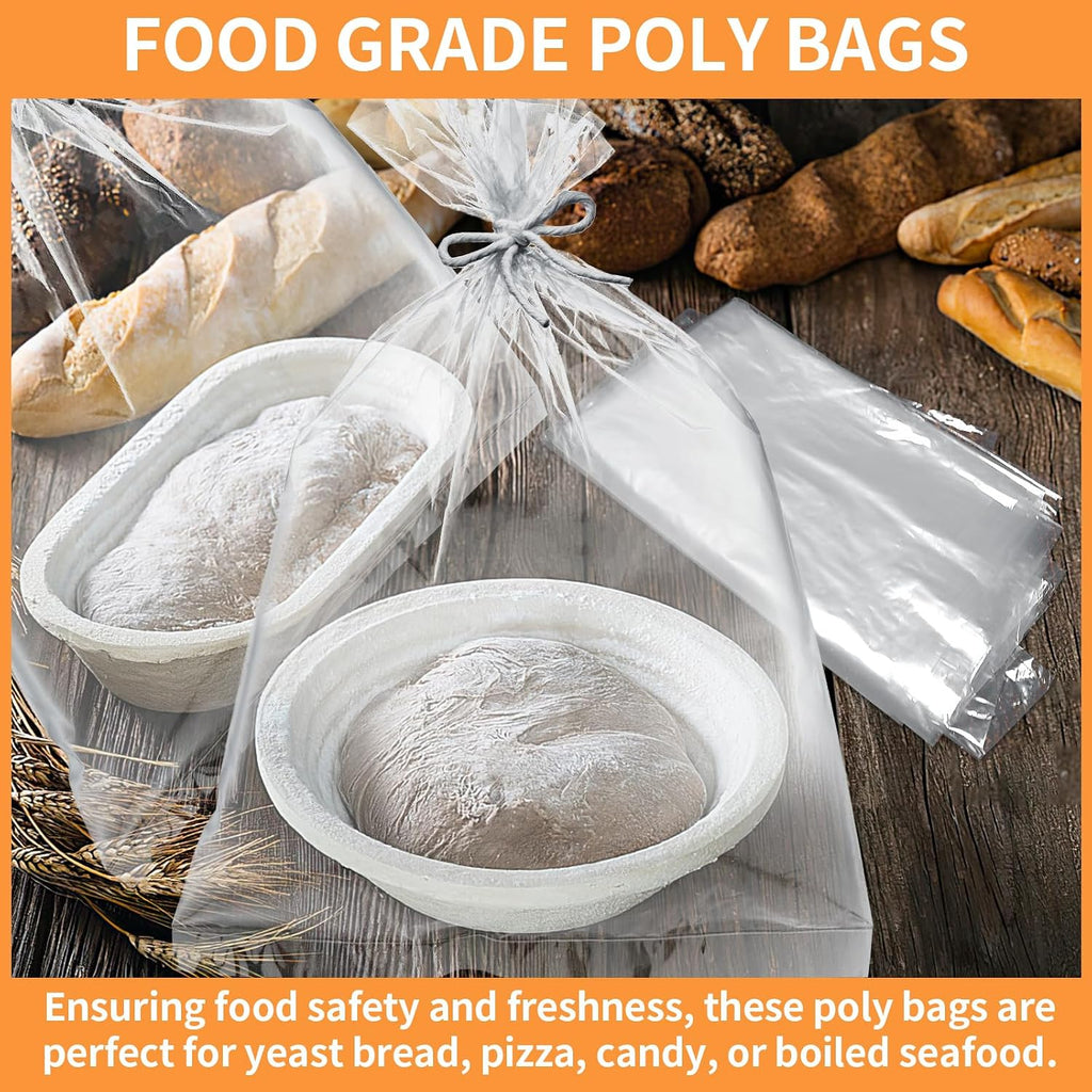 Plastic Flat Open Poly Bags, 30 Count 18 x 24 inch Clear Plastic Bags