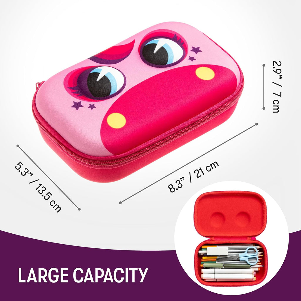 Wildlings Pencil Box for Girls, Cute Pencil Case for School, Pony | Sturdy hard shell pencil box for kids, machine