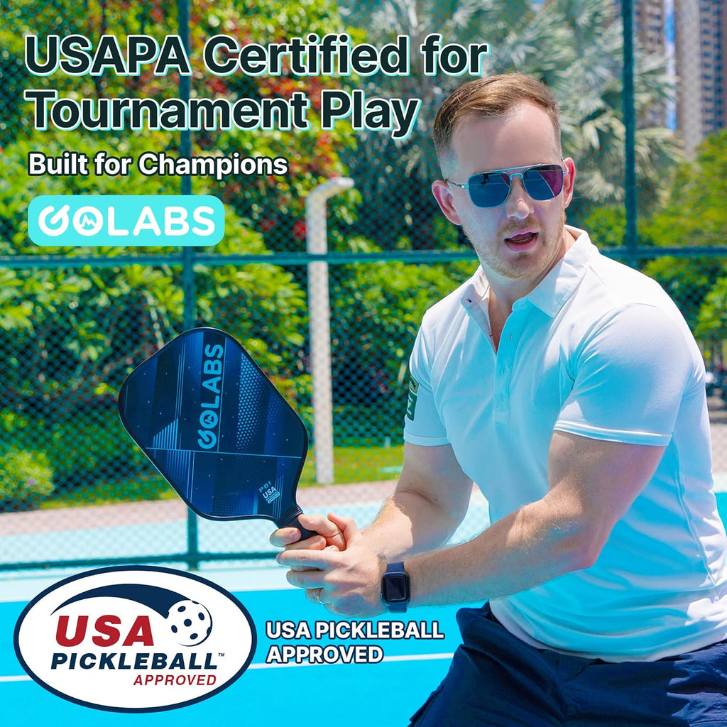 Pickleball Paddles Set of 2,Fiberglass USAPA Approved 16mm Thickness | 8oz Lightweight, 5.51" Comfort Anti-Slip