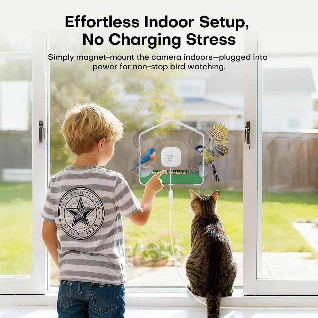 Smart Bird Feeder with Window Camera, 2K HD Camera for Window Viewing, AI BirdSpecies Recognition & Instant Alerts