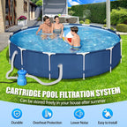 300 GPH Pool Filter Pump for Small Above Ground Pools, ETL Certified Pool Cartridge Filter Pump System with GFCI