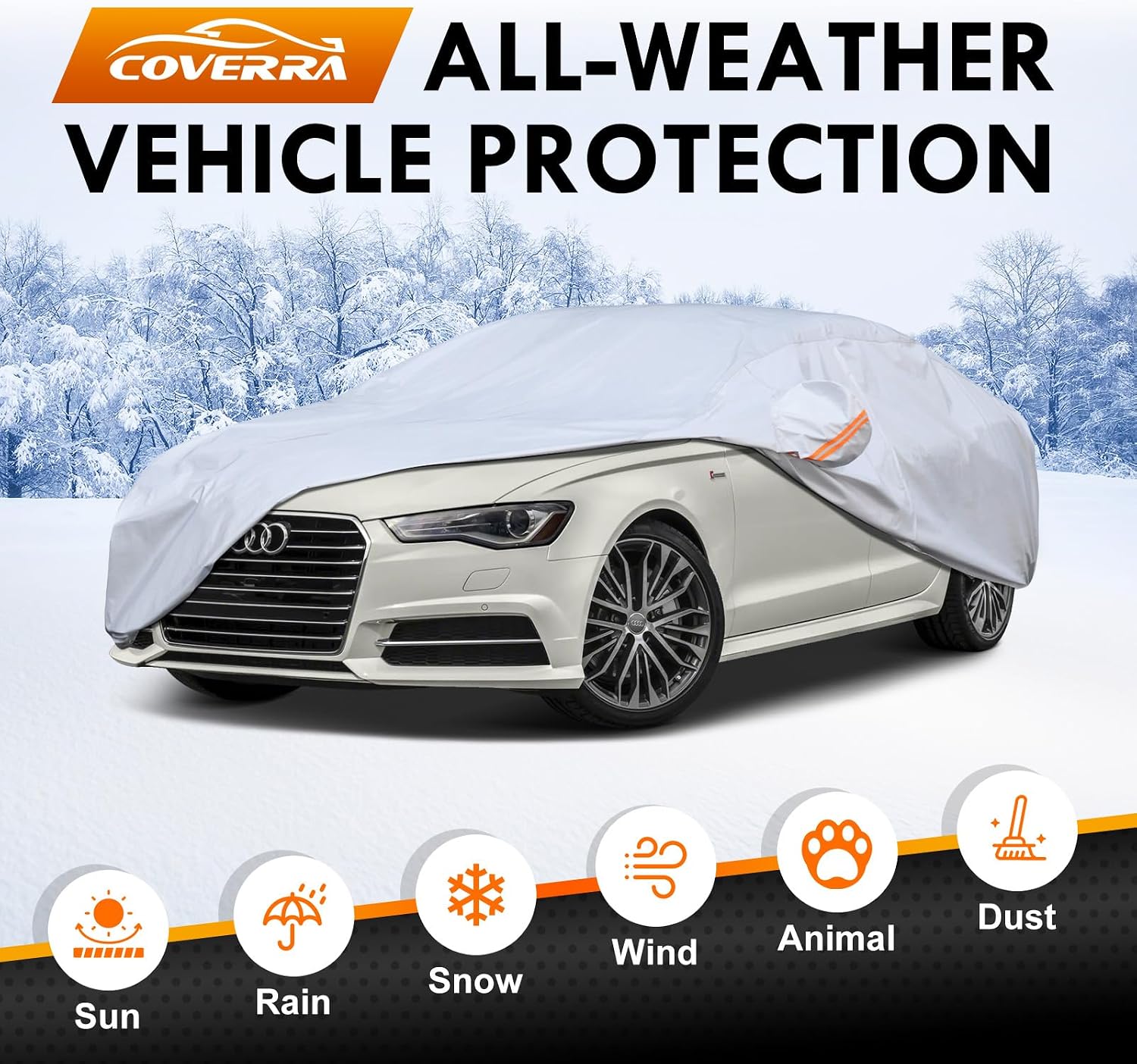 All-Weather Audi A4/S4 Car Cover Waterproof All Weather, Heavy Duty Car Tarp Custom Fit for 2009-2026 Audi A4, S4