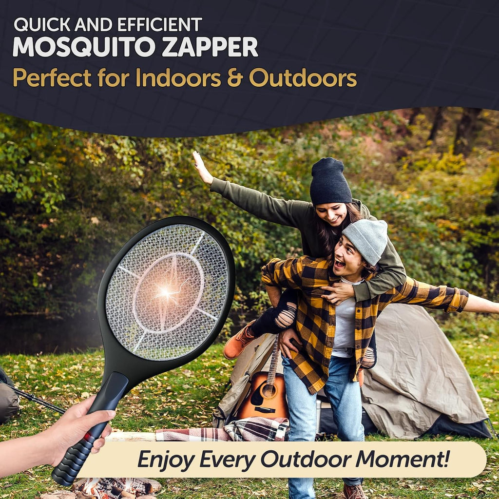 Bug Zapper Racket, Electric Fly Swatter for Mosquitoes, Flies, and Flying Insects, 18 Inch Handheld Battery Powered