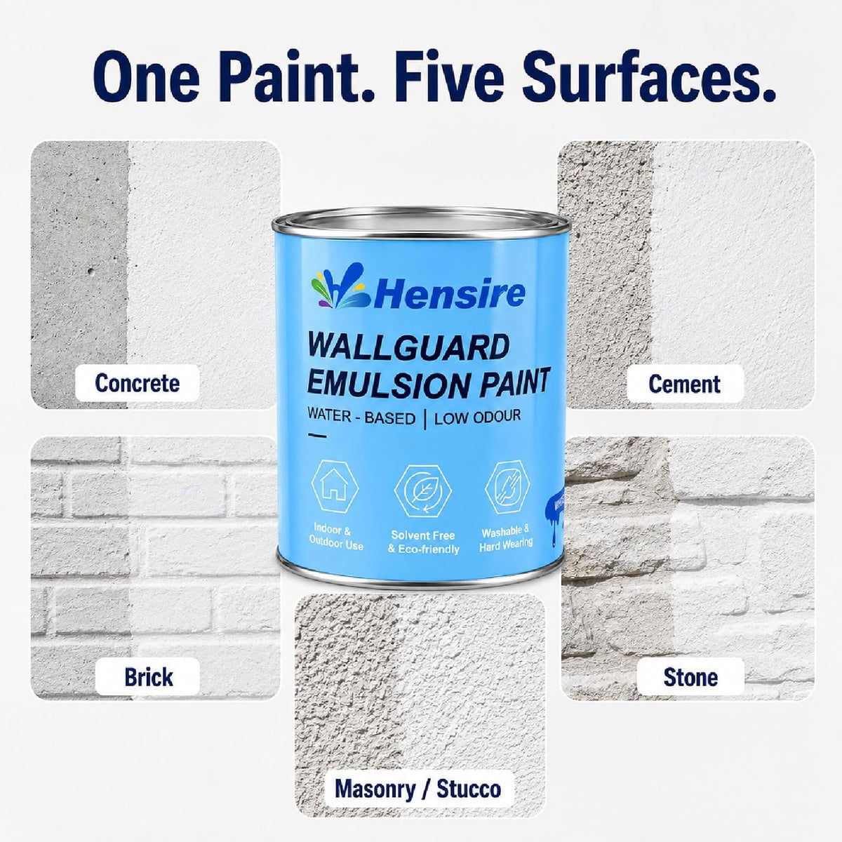 Hensire White Exterior Wall Paint for Concrete & Masonry, 17oz
