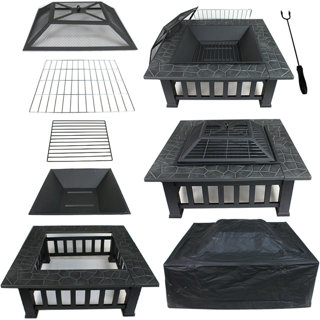 Outdoor Heavy Steel Fire Pit Wood Burning Fireplace Patio Backyard Heater Steel Firepit Bowl