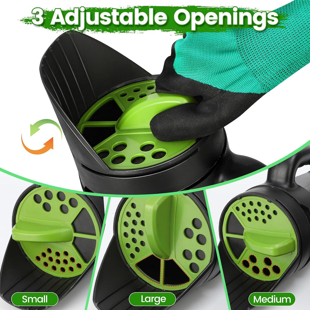 Hand Spreader Shaker, Multiple Adjustable Opening Sizes for All Purpose for Grass Seed, Fertilizer & Earth Food, Snow