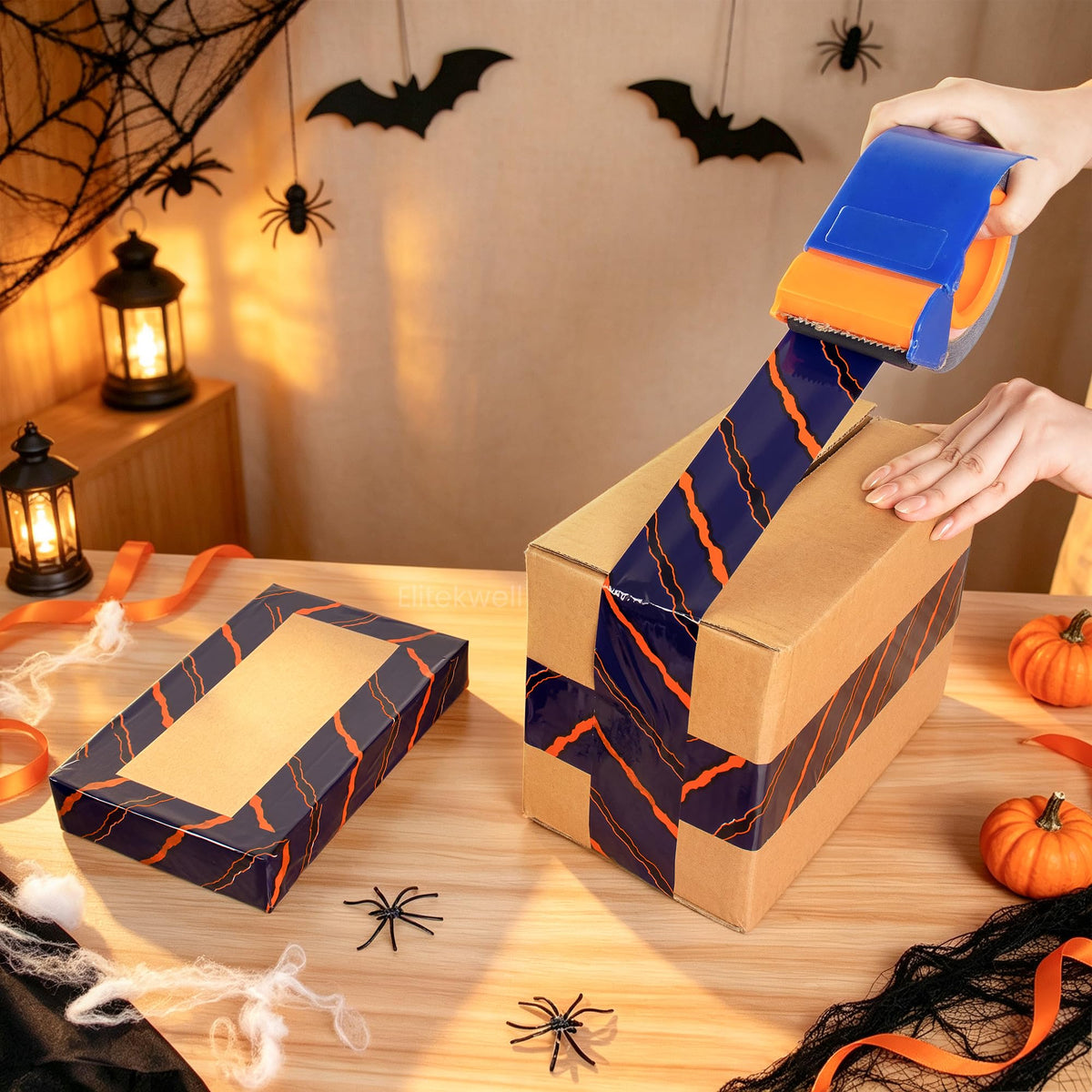 Halloween Packaging Tape for Boxes Purple Striped Party Decor