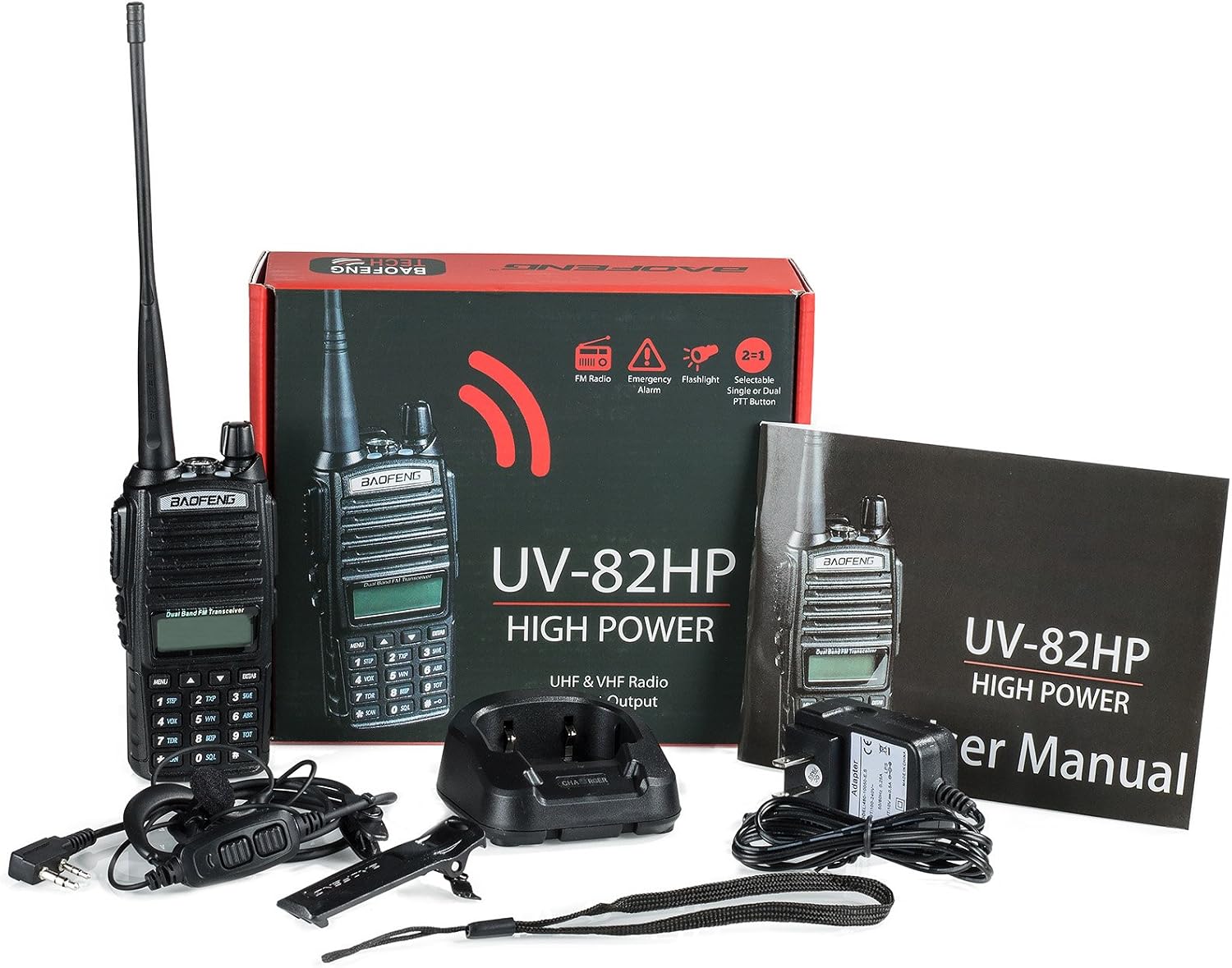 UV-82HP High Power Dual Band Radio: 136-174mhz (VHF) 400-520mhz (UHF) Two-Way Radio