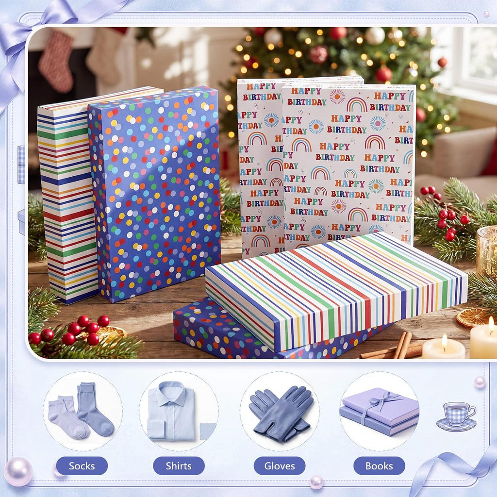 6 Pcs Large Shirt Gift Boxes with Lids Birthday Clothing Wrap