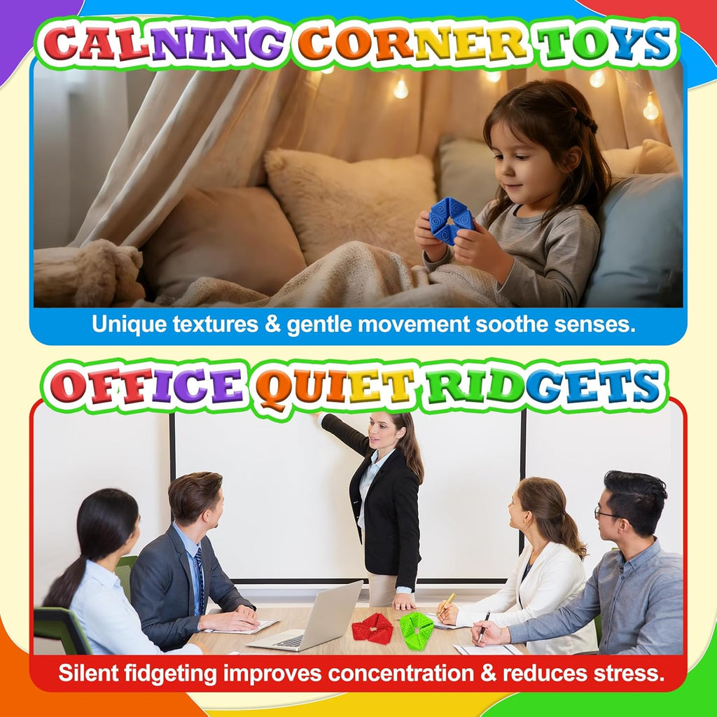 Fidget Sensory Toys for Kids - 6Pack Quiet Textures Sensory Flip Cube for ADHD, Anxiety & Stress Relief, Non-Toxic