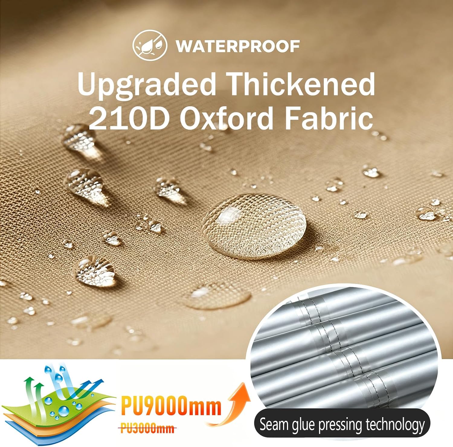 Camping Tarp with Poles & Retainer, 14.5x11FT PU9000mm Waterproof 210D Oxford Cloth Camping Awning, UV Blocking Rate
