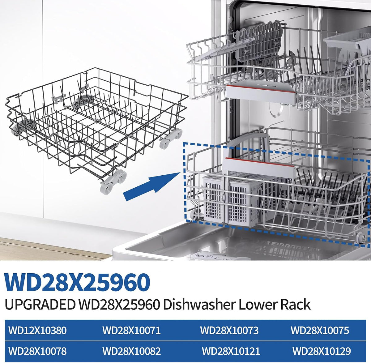 WD28X25960 Replacement Lower Dishwasher Rack Compatible with GE