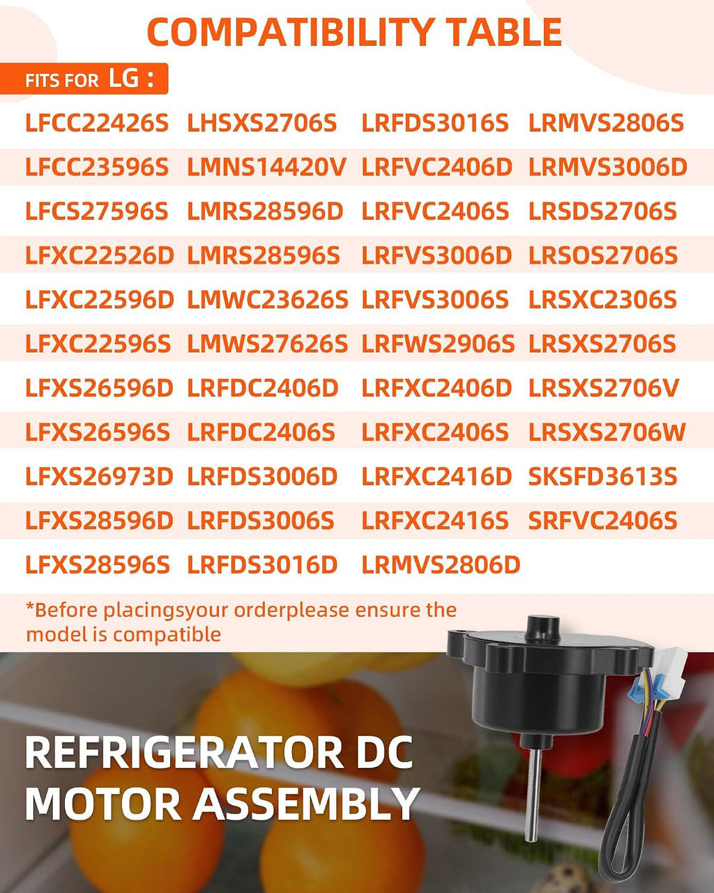 LRSOS2706S LFXS26596S Condenser Fan Motor Fit for LG Refrigerator Evaporator LFCC22426S LFCS27596S LHSXS2706S LMWC23626S LMWS27626S LRFDS3016S LRFVC2406S LRFWS2906S LRFXC2416S LRSXS2706W
