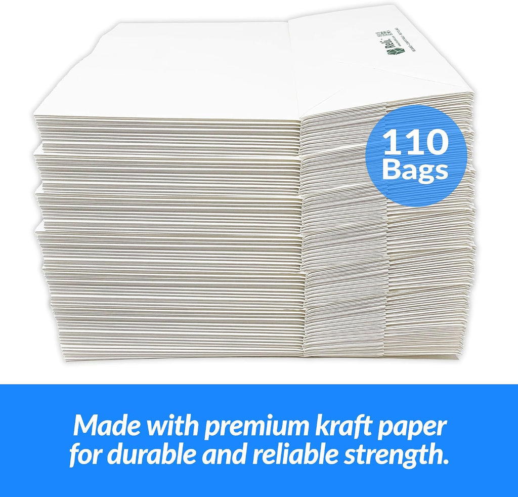 110 Pack White Paper Bags with Handles