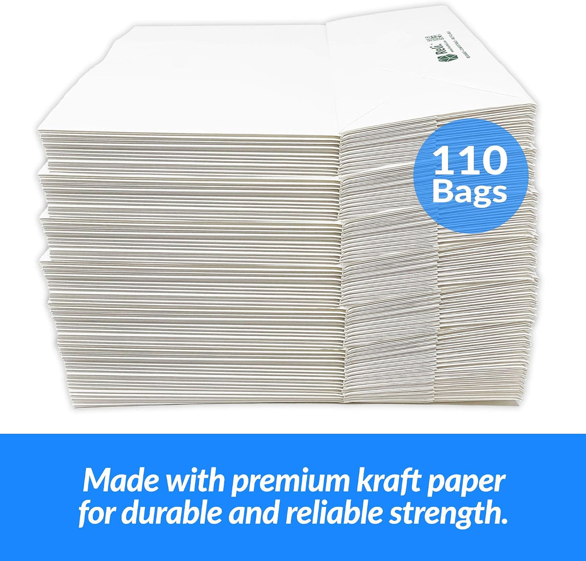 110 Pack White Paper Bags with Handles