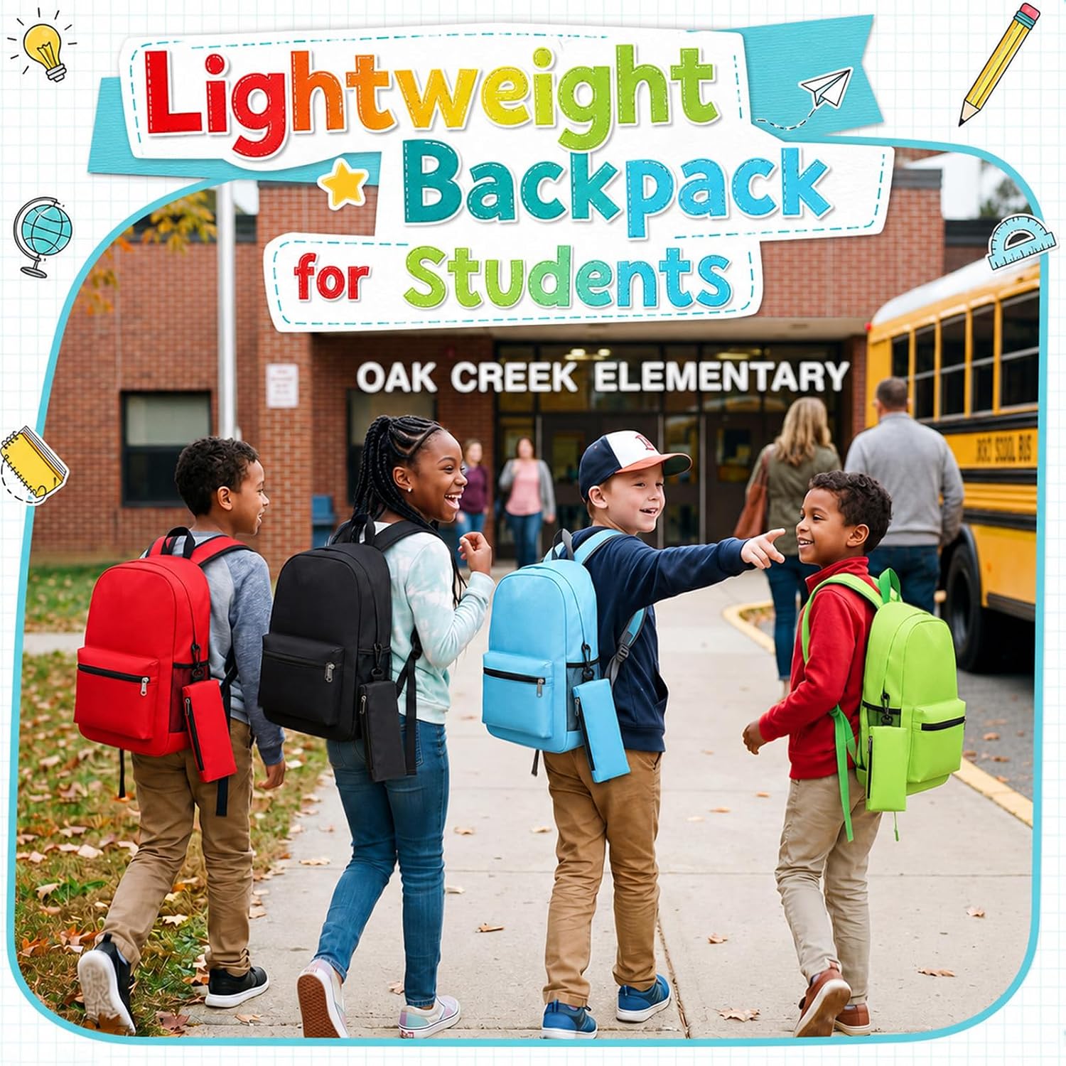 168 Pcs Backpacks Bulk with School Kits Pencil Bags Pens Rulers Glue Sticks Scissors Sharpeners Erasers (Classic)
