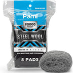 0000 Fine Steel Wool Scrubber Pads for Glass Cleaning & Polishing,8-Pk