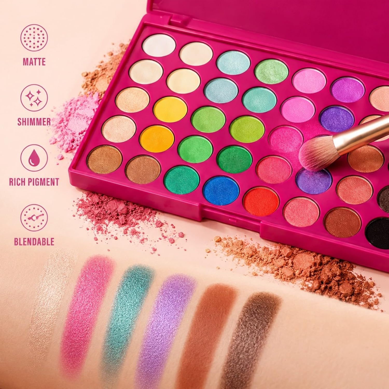 40-Color Eyeshadow Palette Eye Makeup Set (Red) | 40 Color Shade Palette All-in-One Kit Begineer Friendly Full Eye