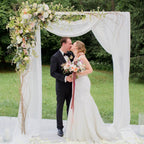 White Wedding Arch Draping Fabric Backdrop Drapes Sheer 6 Panels