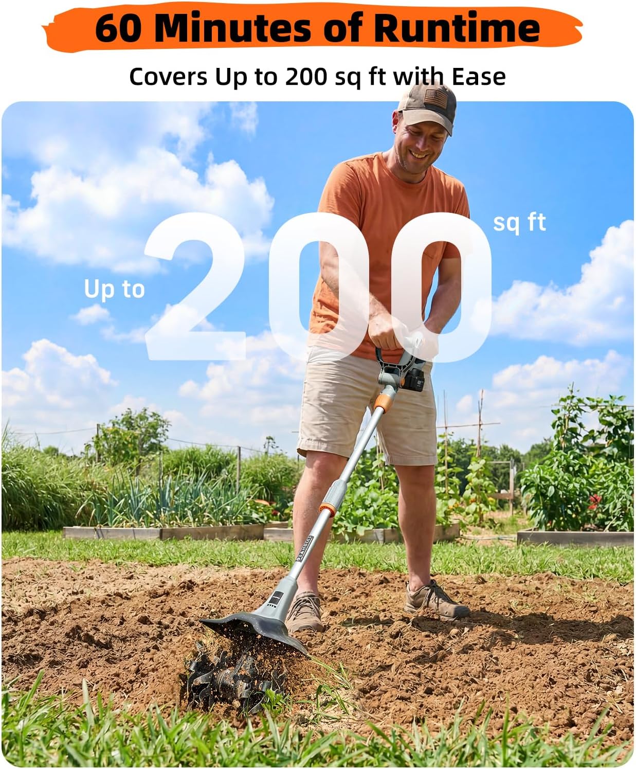 Cordless Tiller Cultivator for Gardening, Battery Powered Garden Rototiller | 9 Inch Tilling Width&7 Inch Depth