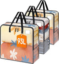 93L Moving Bags, Heavy Duty Clear Storage Bag with Strong Zippers & Handles