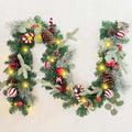 Pre-Lit 6 Feet/ 72 Inch Christmas Garland with Lights for Front Door Red White Christmas Mantel Garland Decoration