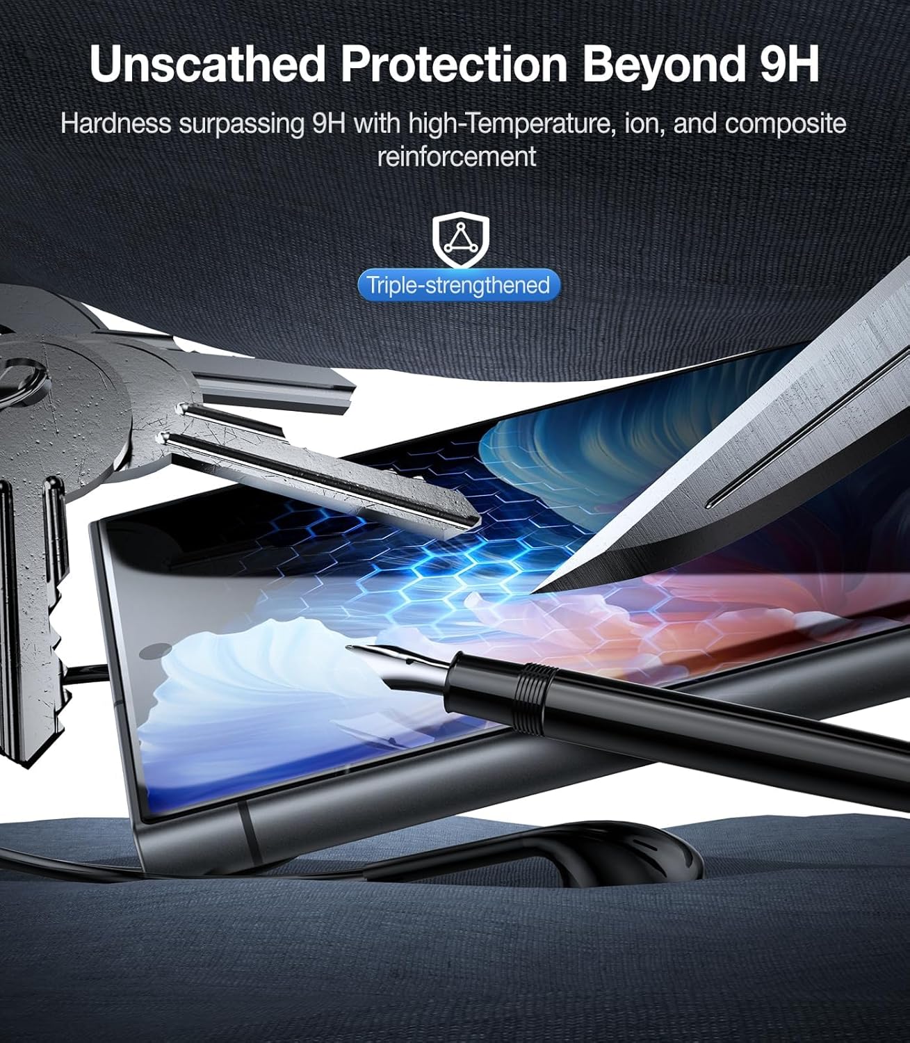 Unbreak Top 9H+ Glass for Samsung Galaxy S24 Ultra Screen Protector [Military Grade Shatterproof & Longest Durable]