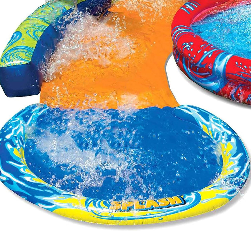 Cyclone Splash Water Park Outdoor Backyard Inflatable Toy with Sprinkling Slide and Kiddie Pool