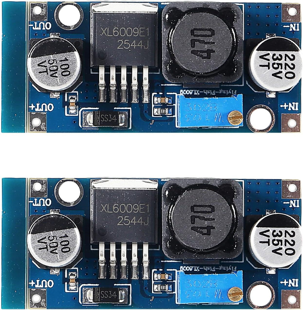 2Pcs XL6009 DC-DC Boost Converter Module Adjustable 5-35V Output 3-30V Input 400KHz Power Circuit Board Step-up Transformer Power Module for DIY Electronics Projects
