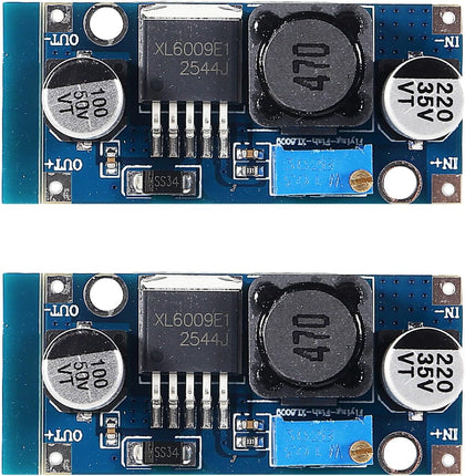 2Pcs XL6009 DC-DC Boost Converter Module Adjustable 5-35V Output 3-30V Input 400KHz Power Circuit Board Step-up Transformer Power Module for DIY Electronics Projects