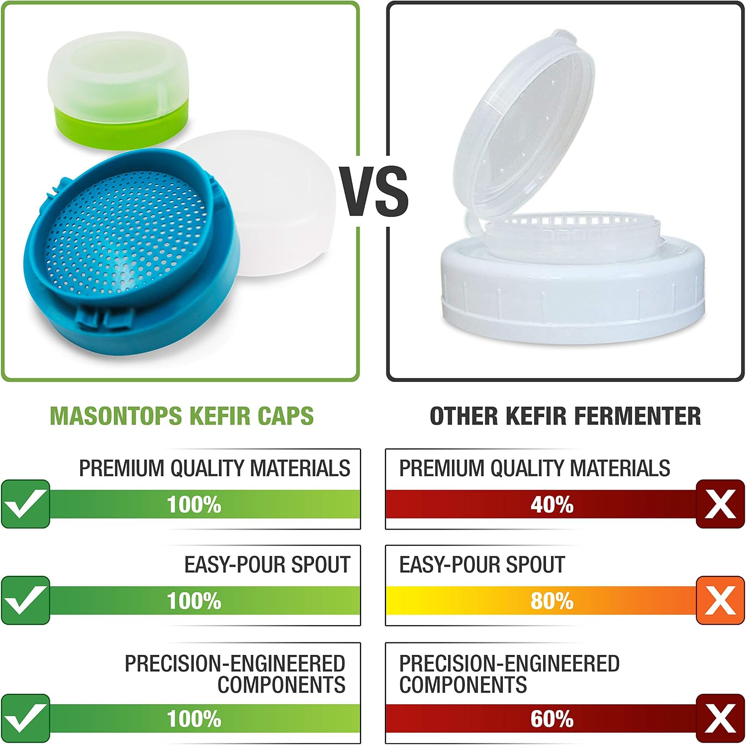 kefir lid mason jar lids wide mouth mason jar lids living culture grain drainer starter kit for home fermentation 2